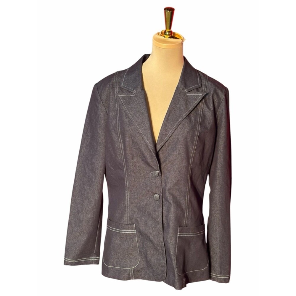 Ralsey Black Blazer Size 10 Contrast Stitch Career Office Jacket